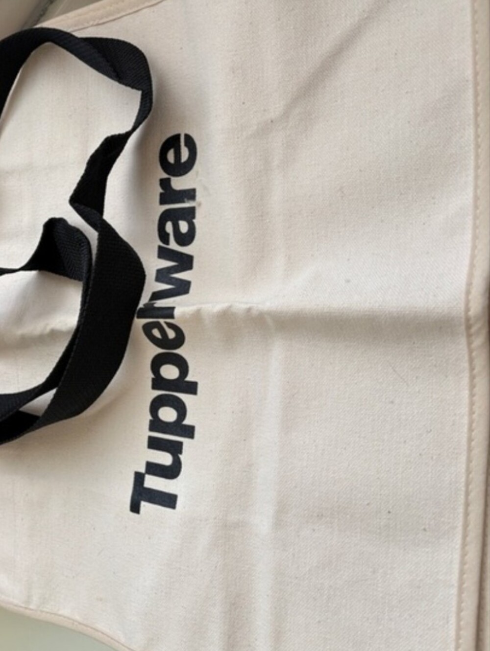 Tupperware Promotional Consultant Logo Cream Canvas Tote Bag with Black Handles! - Picture 11 of 16